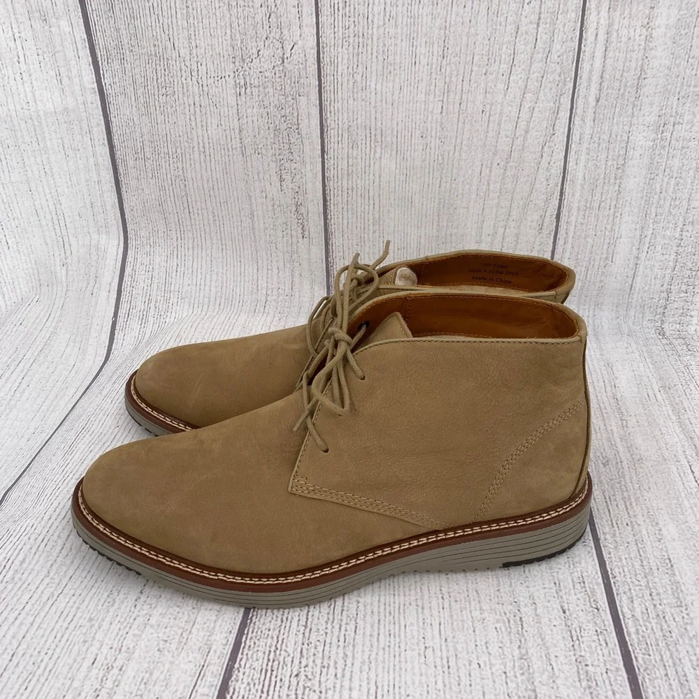 Johnston & Murphy Upton Chukka Boots Mens 10.5 Tan Shearling Nubuck Leather